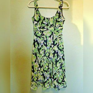EVAN PICONE PETITES Black Green Floral Sleeveless Chiffon Lined Dress Womens 6P